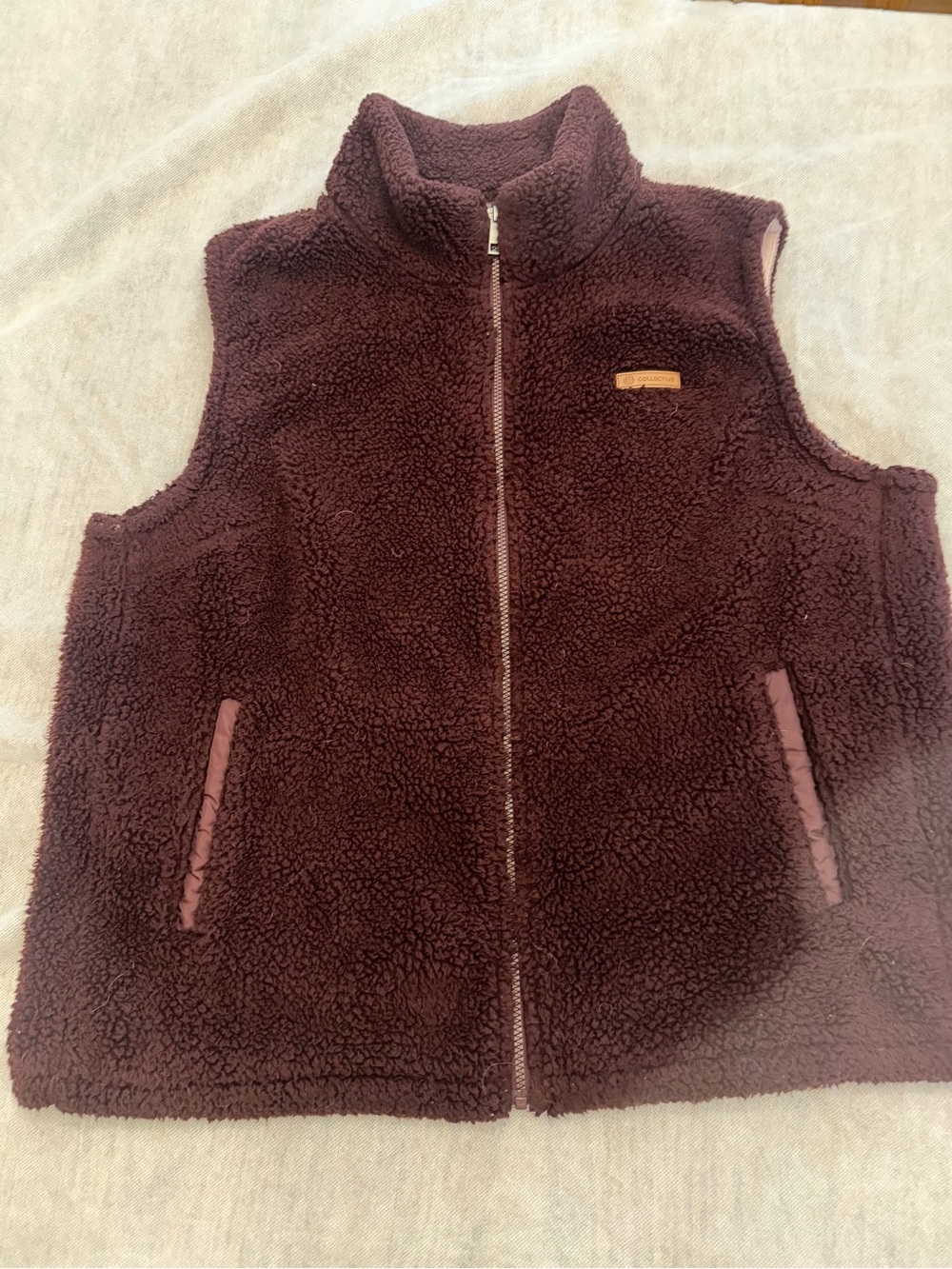 Women’s Sherpa Vest in Deep Plum - Cozy Layering
